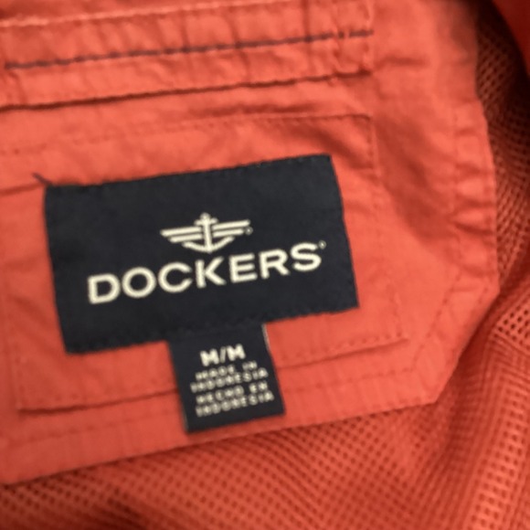 Dockers Mens Hooded Jacket Red Medium Waterproof Zip Up Windbreaker - Picture 5 of 13